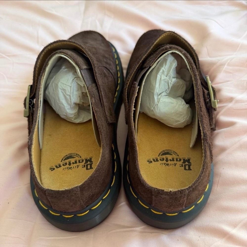 Dr. Martens Isham Dark Brown Suede Mules Clogs Buckle Strap 27959201 Mens 9 L 10 - Picture 5 of 8